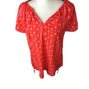 Woman’s top, no label Blouse  Med Red   Polyester EUC
